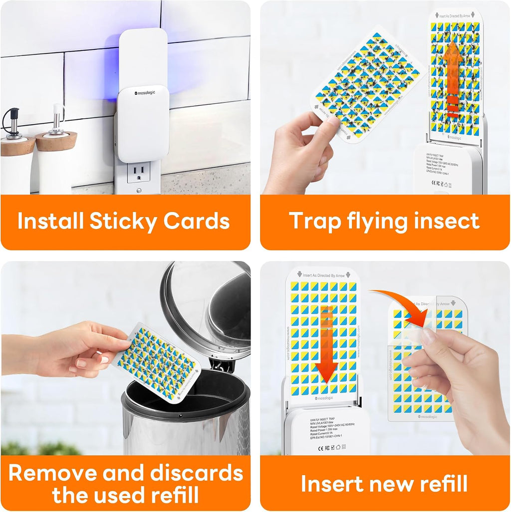 Mosalogic Fruit Fly Traps for Indoors Gnat Trap for House Indoor-600 Sqft Protection Area UV Fly Insect Trapper for