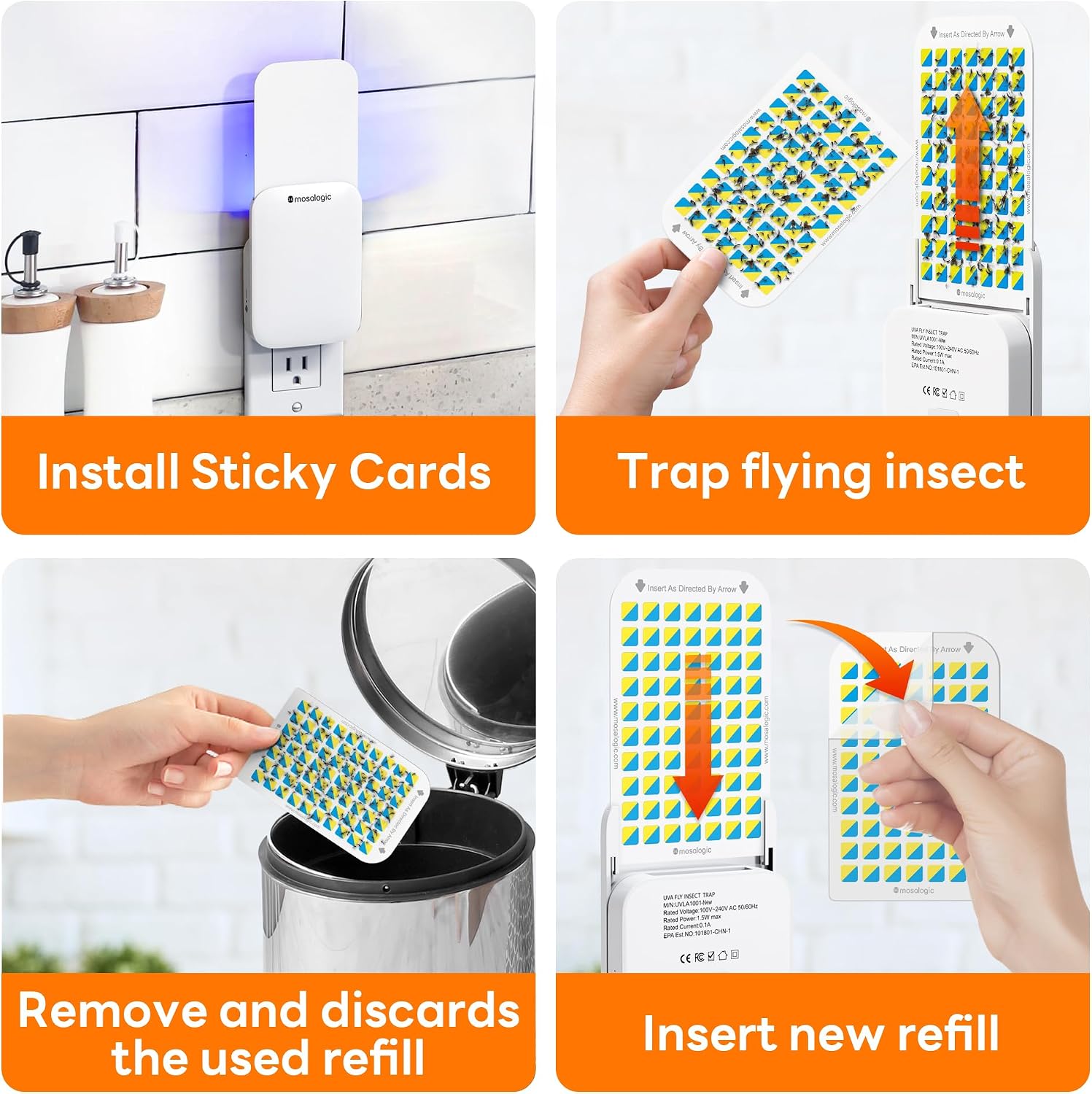 Mosalogic Fruit Fly Traps for Indoors Gnat Trap for House Indoor-600 Sqft Protection Area UV Fly Insect Trapper for