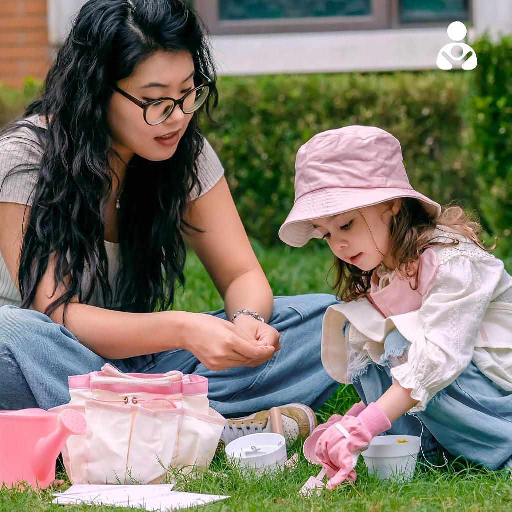 ROBOTIME Kids Gardening Set, 17PCS Kids Gardening Tools for Girls, Toddler Gardening Set with Hat, Apron, Gloves