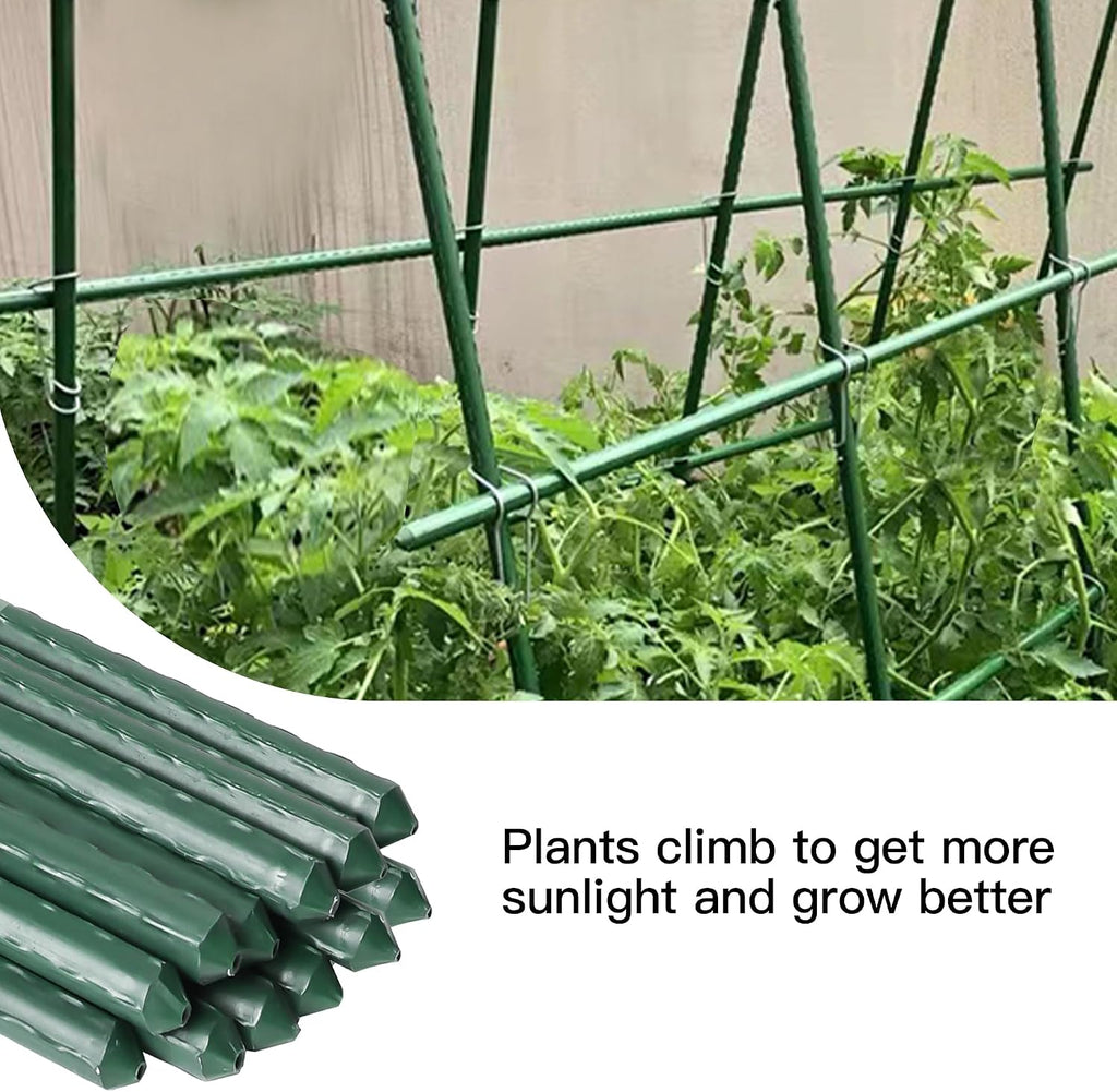 Garden Stakes 3ft, 3 Feet Metal Plant Stakes 30 Pack for Gardening and Farm, Plastic Coated Plant Support for Tomato