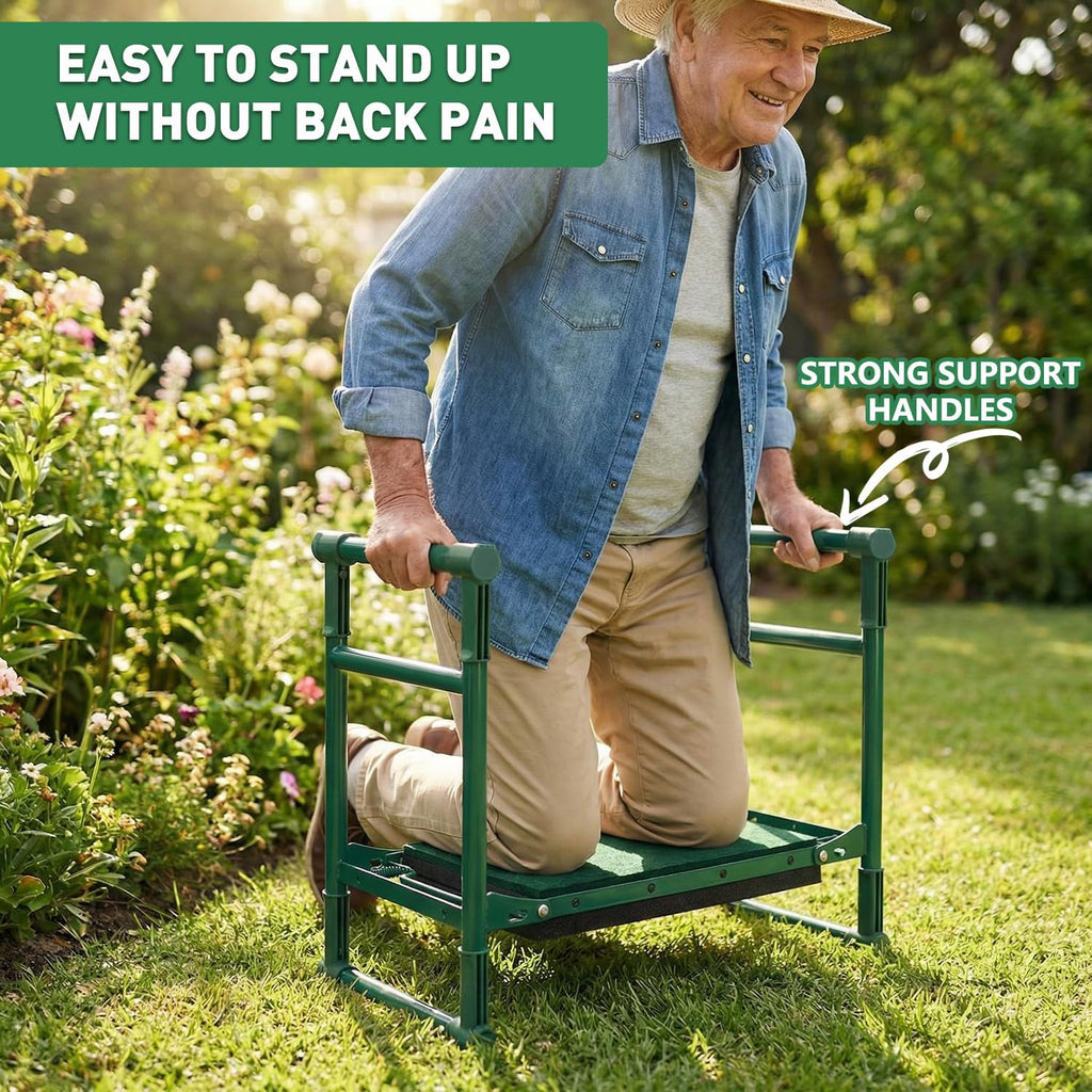 Garden Kneeler and Seat for Seniors – Heavy Duty Anti-Tip Gardening Stool with Widened Thick Soft Kneeling Pad
