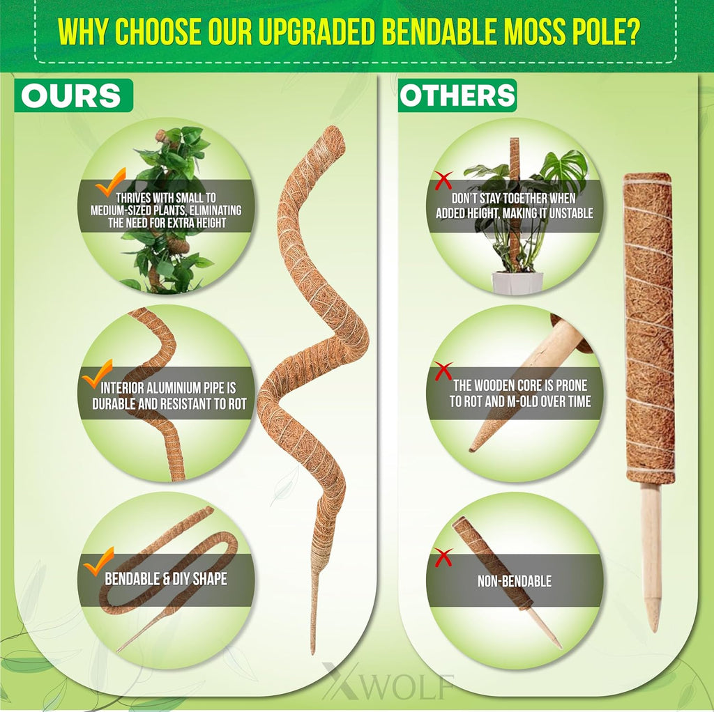 Moss Pole for Plants, 3 Pack of 28,48,63 inches | Coco Coir, Totem Poles for Climbing Plants, Monstera & Pothos Support