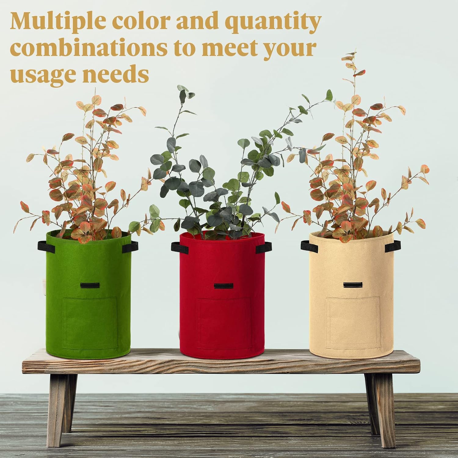 Yinder 20 Pcs 10 Gallon Potato Grow Bags with Flap and Handles Thickened Aeration Fabric Pots Garden Bags Potato