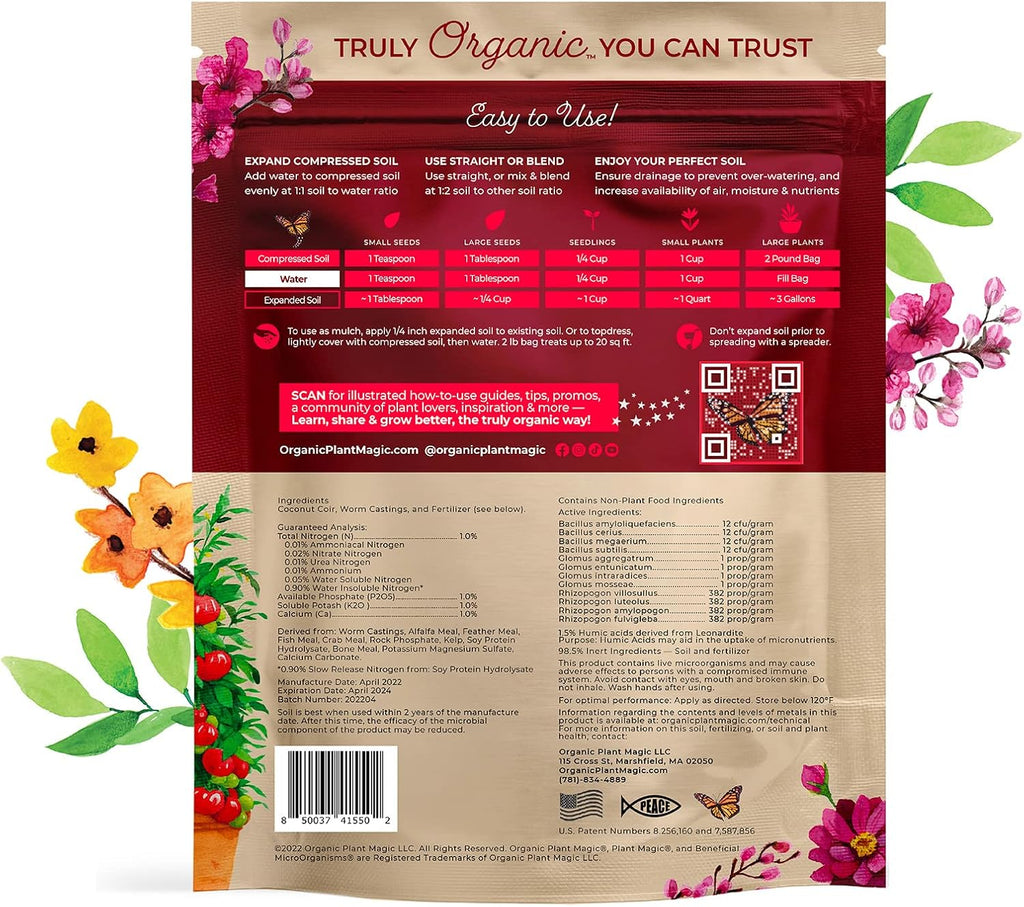 Compressed Organic Potting Soil: 100% Organic, Expands Up to 4X with Water, Nutrient-Dense Plant Food Derived from Worm