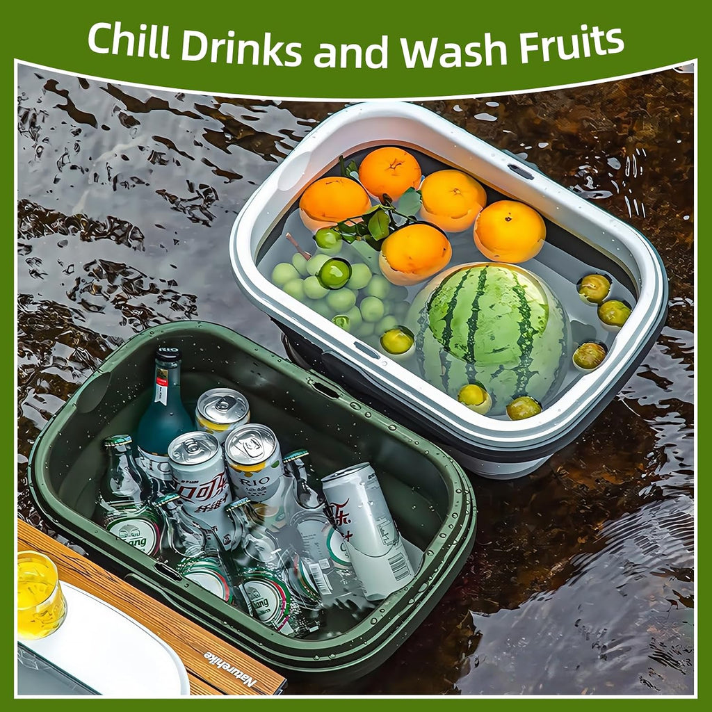 Collapsible Picnic Basket 16L, Folding Basket for Picnic with Lid Table, Waterproof Large Picnic Basket with Handles