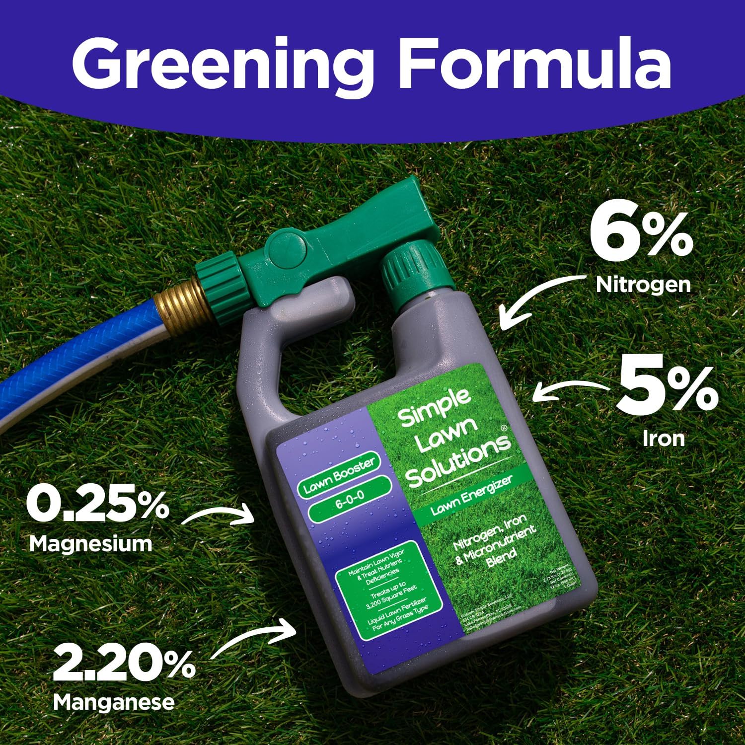 Commercial Grade Lawn Fertilizer with Iron- Liquid Fertilizer Spray- Nitrogen and Iron for Deeper Green Turf- Any Grass