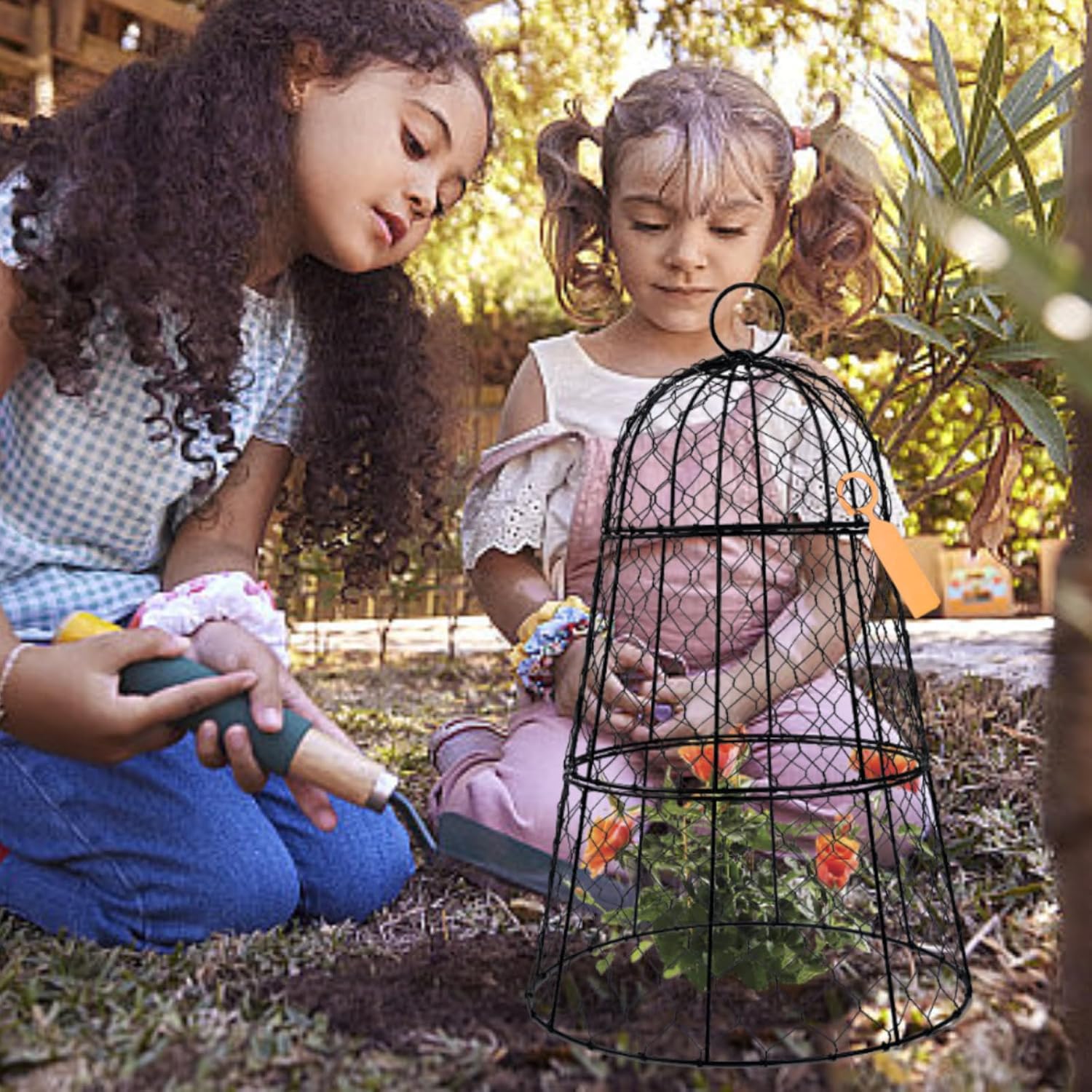 XMxoTxo 6 Packs 11.4" D x 17.7" H Garden Cloches for Plants,Upgraded Triple Combination,Rustproof Chicken Wire Cloches