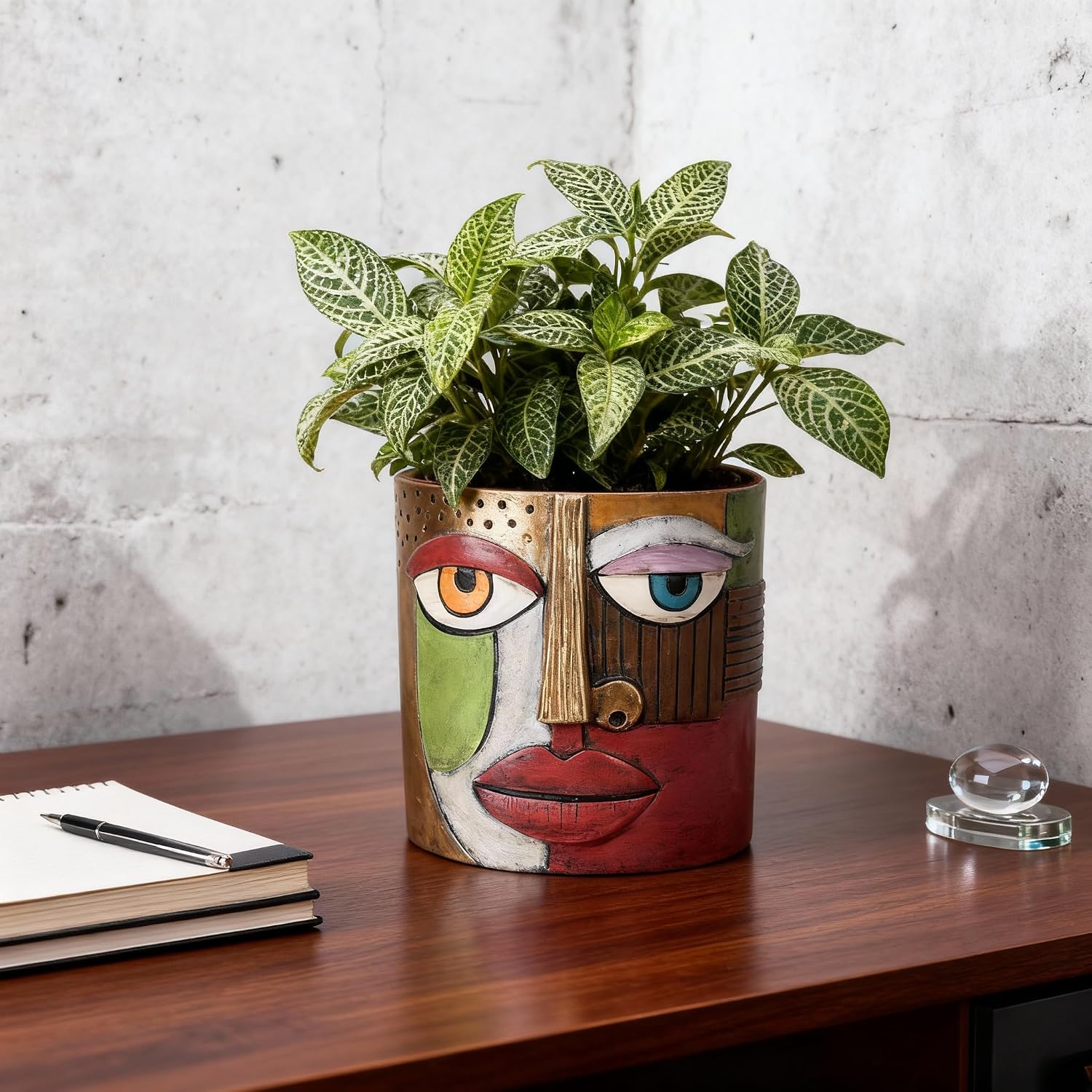 DOVDOV Abstract Face Planters, Unique Face Planters, Perfect for Indoor Plants, Fun Face Planters, Colorful Plant Pots