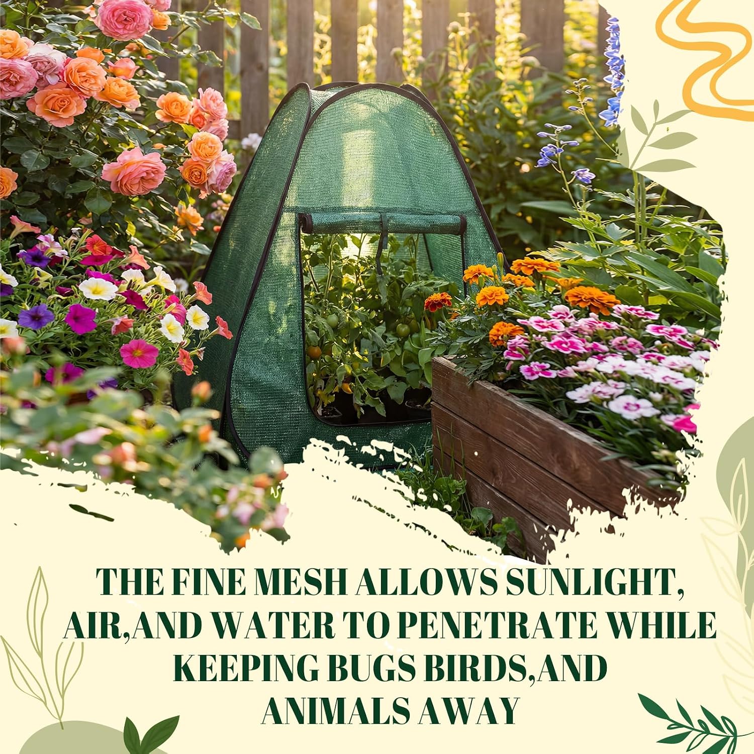 4 Pack 28" x 28" x 32" Pop up Plant Covers with Zipper Door and Stakes, Garden Netting, Crop Cage Against Birds, Small