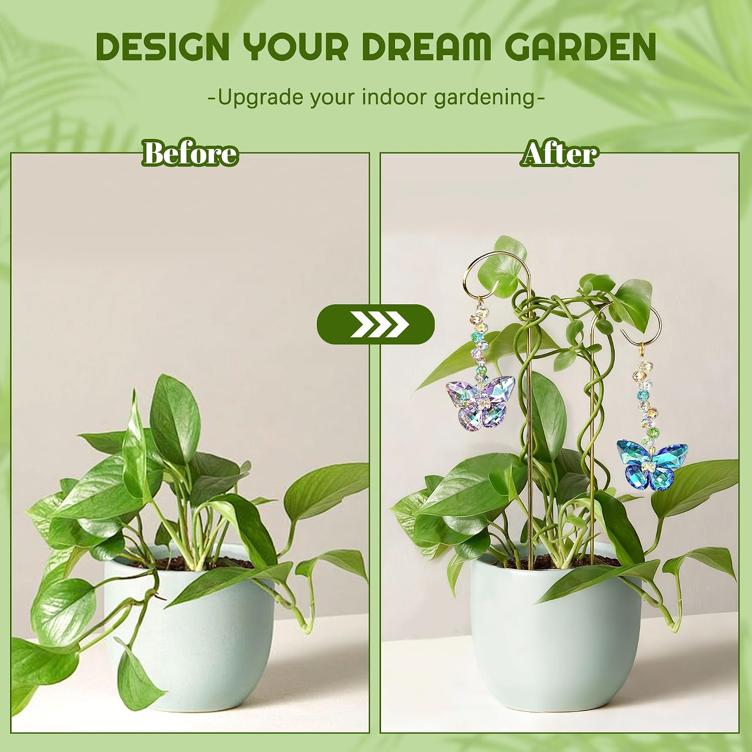 6 Pcs Colorful Butterfly Crystal Suncatcher Garden Plant Stake Plant Stake | Crystal Butterfly Garden Stakes Plant