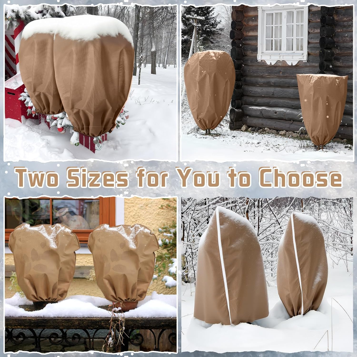 6 Pcs Plant Covers Freeze Protection Reusable Plant Protector with Zipper Frost Cloth Warm Blankets, Winter Bush Covers