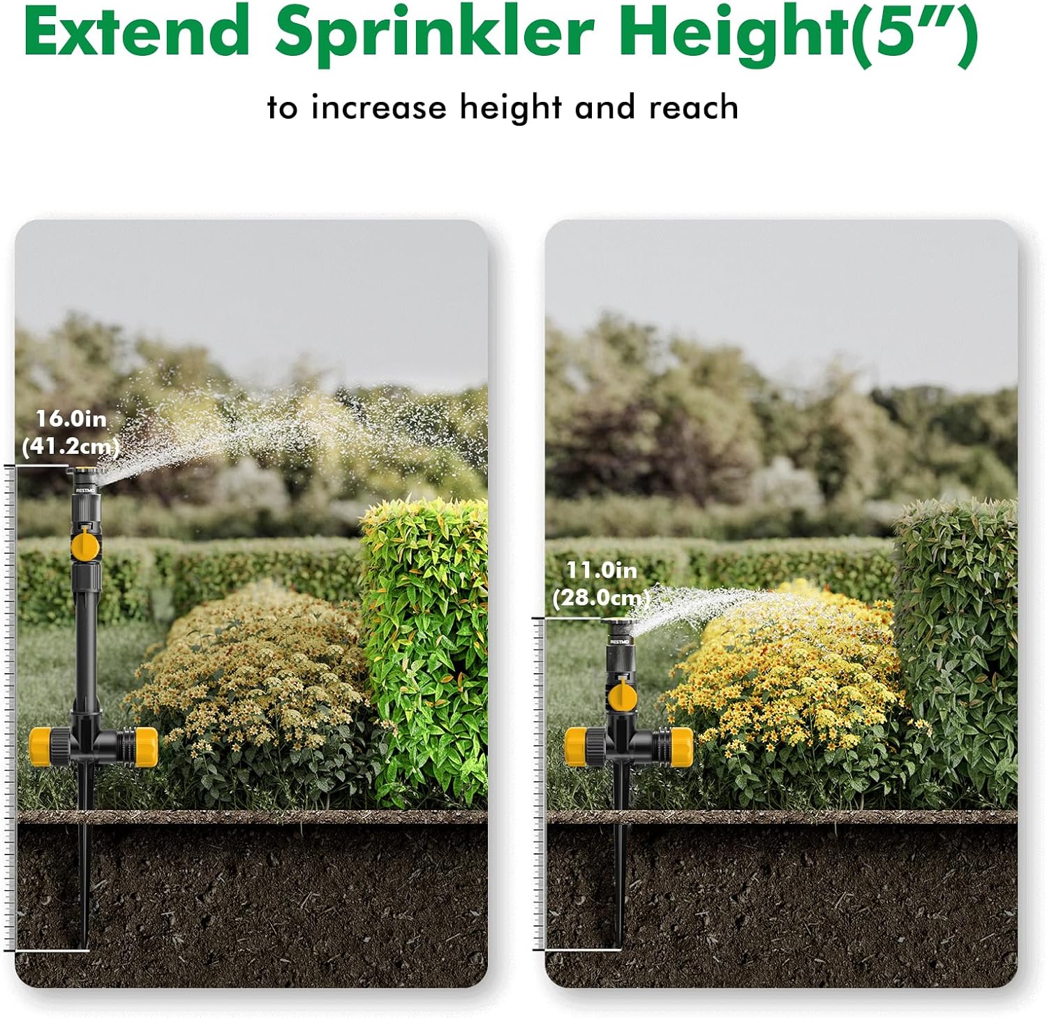RESTMO Water Sprinklers for Yard, Above Ground Irrigation System for Lawn | Adjustable Spray Range, DIY Above Ground