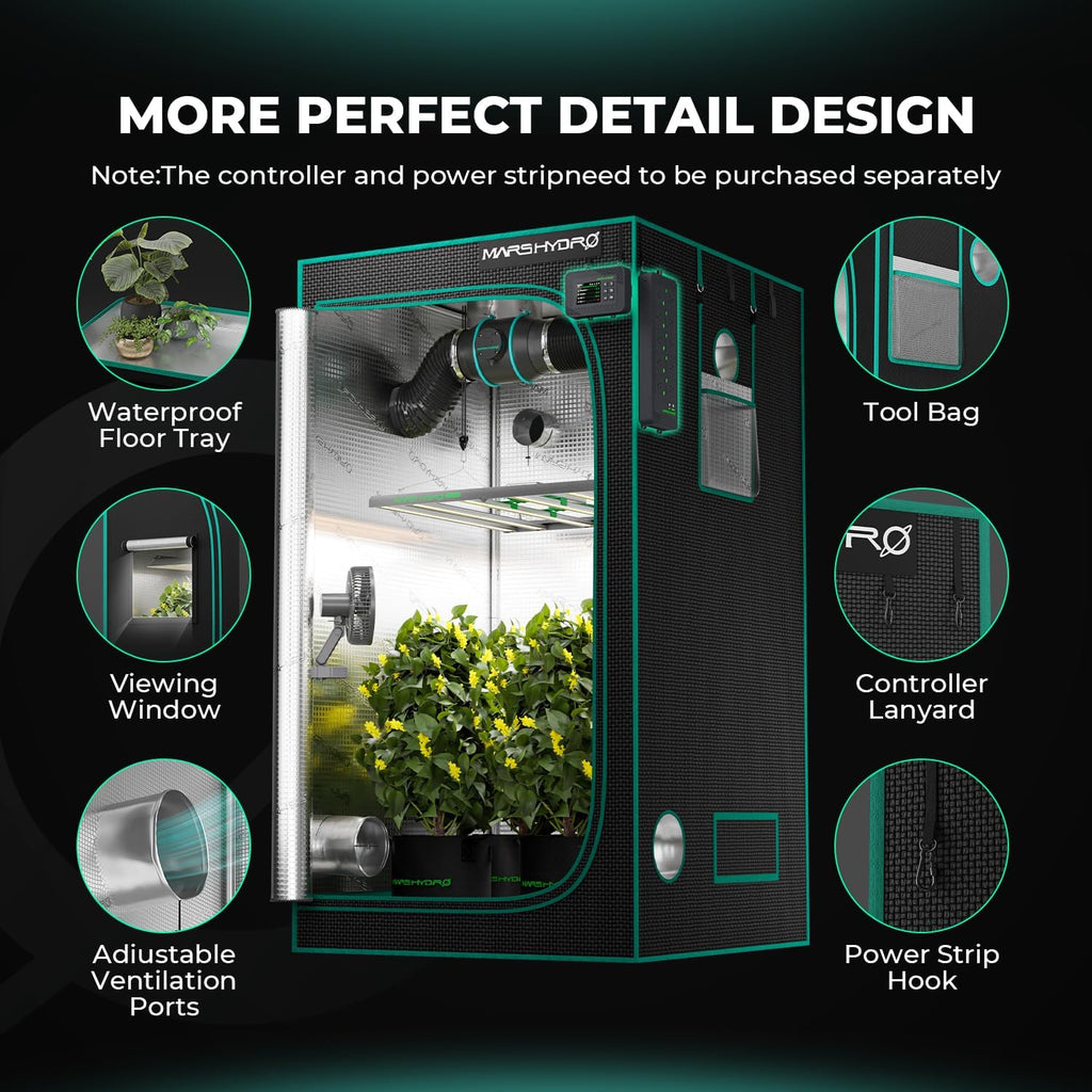 MARS HYDRO 4x4 Advanced Grow Tent, 48"x48"x80" Indoor Plant Growing | Reflective Mylar 1680D,Hangers for
