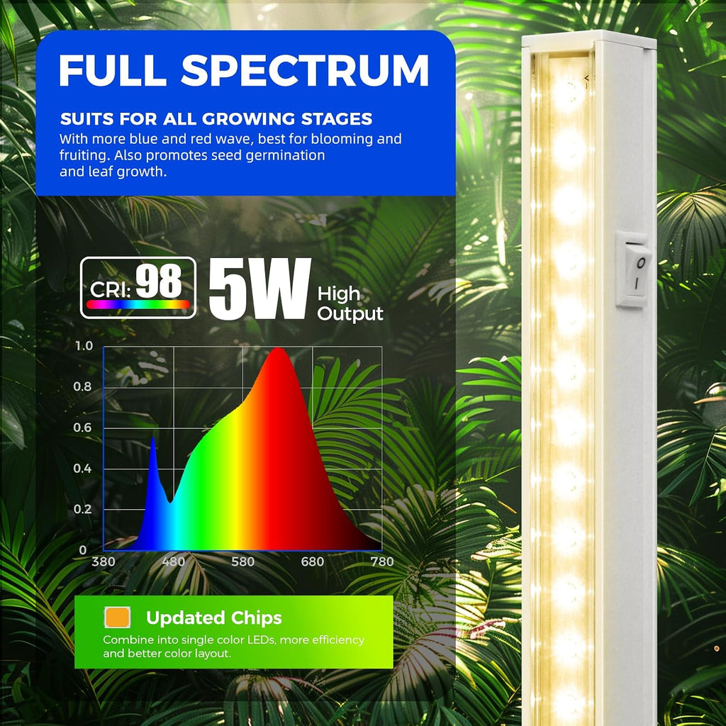 Barrina Grow Lights for Indoor Plant, Full Spectrum, T5 1FT Yellow, 4 Packs | White Cover Plant Growing Lamp, LED Grow