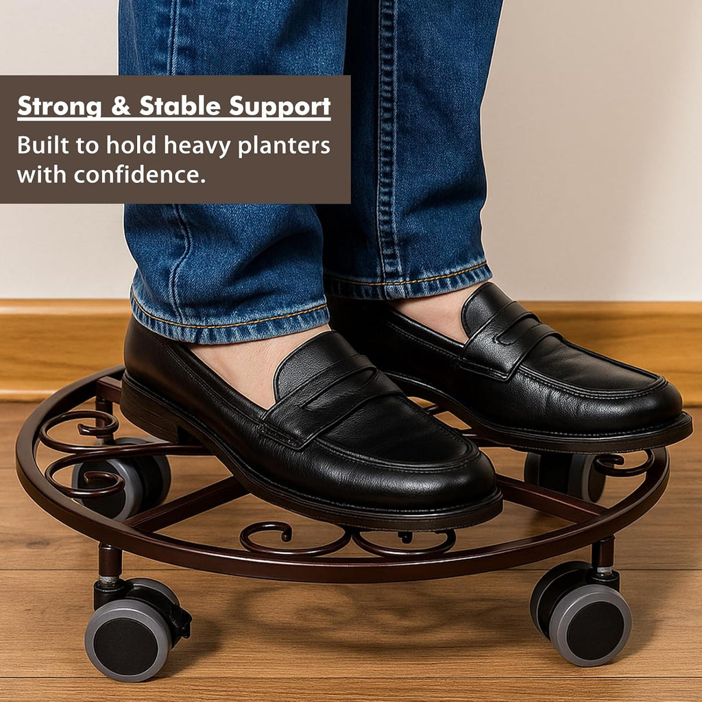 3 Pack Plant Caddy with Wheels Heavy Duty 13.5 Inches Metal Plant Stand with Wheels Plant Dolly Rolling Plant Stand