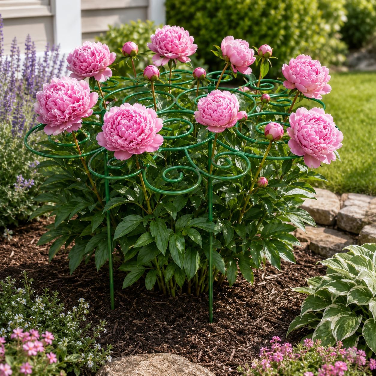 Peony Cage Stand, Garden Plant Support Stake, Peony Ring