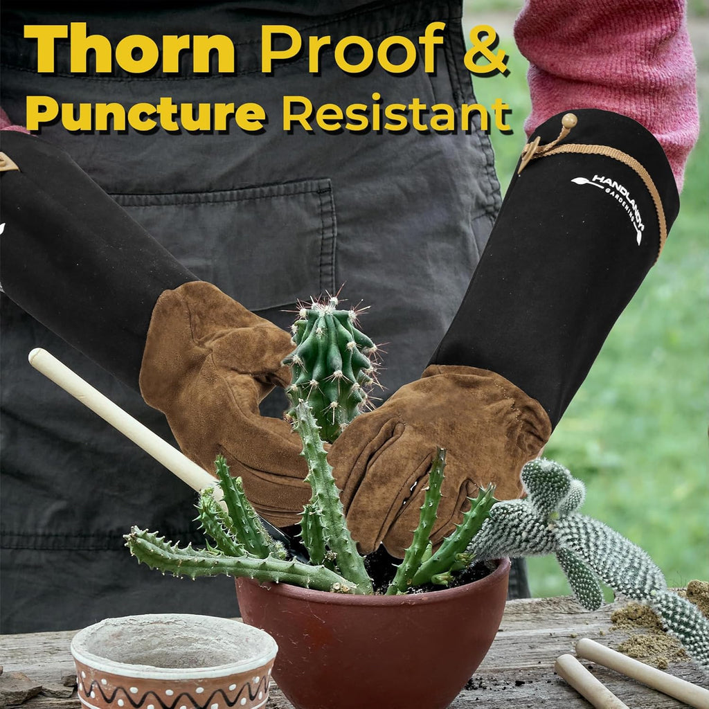 HANDLANDY Rose Pruning Gloves for Men Women, Thorn Proof Gardening Gloves | Long Leather Gardening Gloves, Breathable