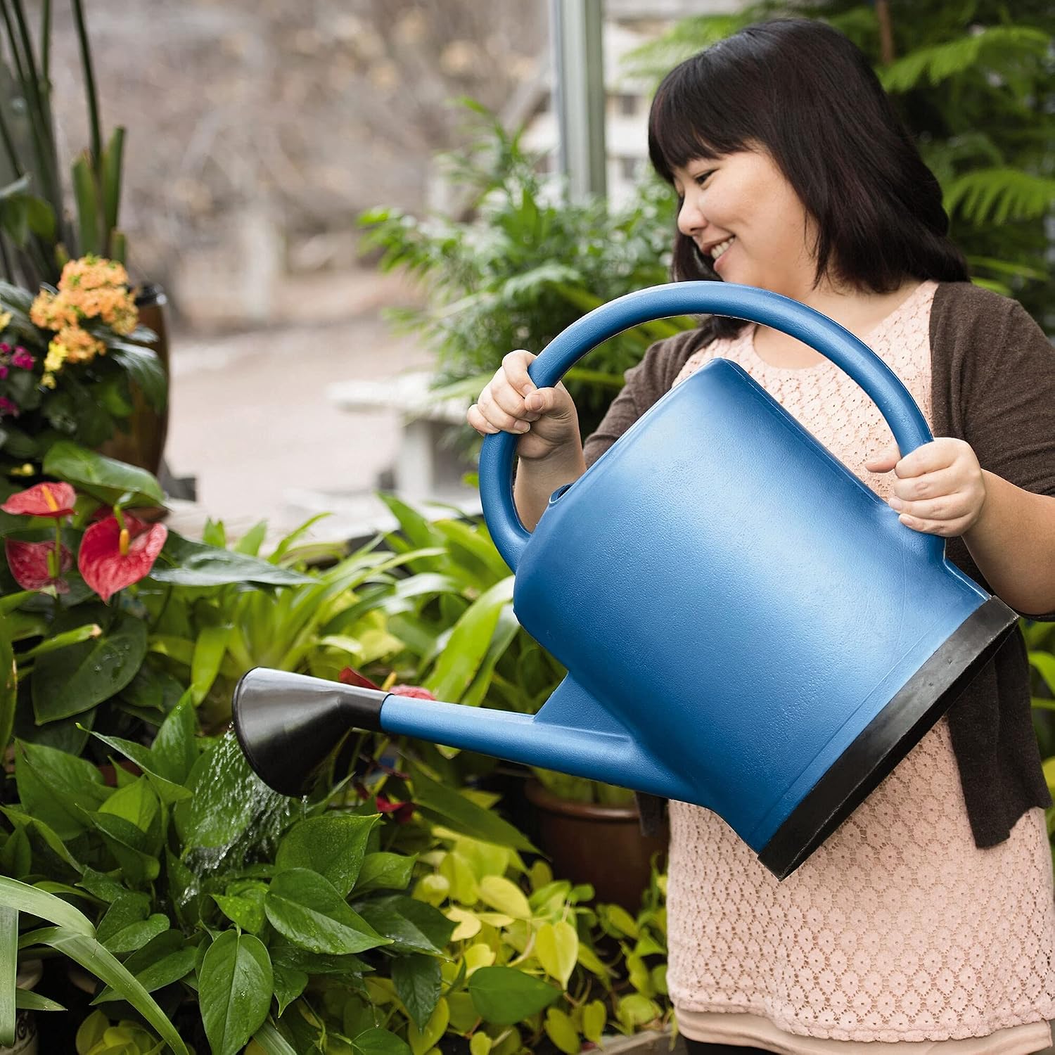 Gardener's Supply Company French Blue Watering Can, 3 Gallon, Blue | Indoor Outdoor, Water Container for Plants and