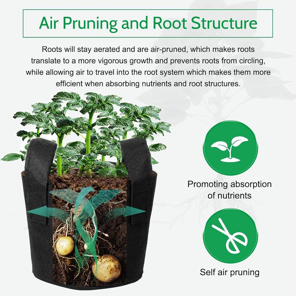 24-Pack 10 Gallon Nonwoven Grow Bags, Plant Grow Bags，Heavy Duty Aeration Fabric Pots with Durable Handles, Come with