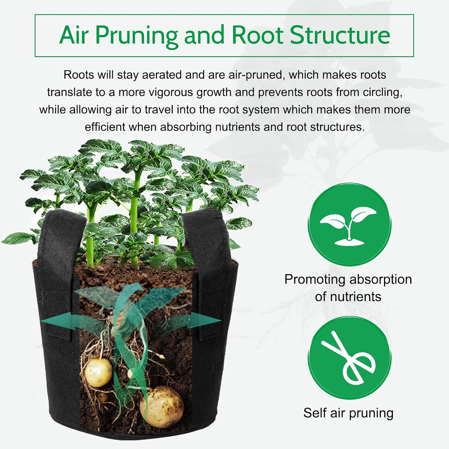 24-Pack 10 Gallon Nonwoven Grow Bags, Plant Grow Bags，Heavy Duty Aeration Fabric Pots with Durable Handles, Come with