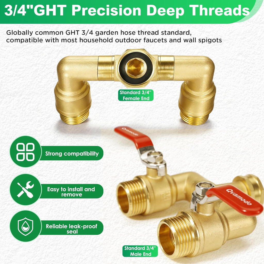 360° Rotatable Garden Hose Splitter 2026 Upgrade 3/4" GHT Swivel Brass Hose Splitter, High Flow Spigot Splitter with