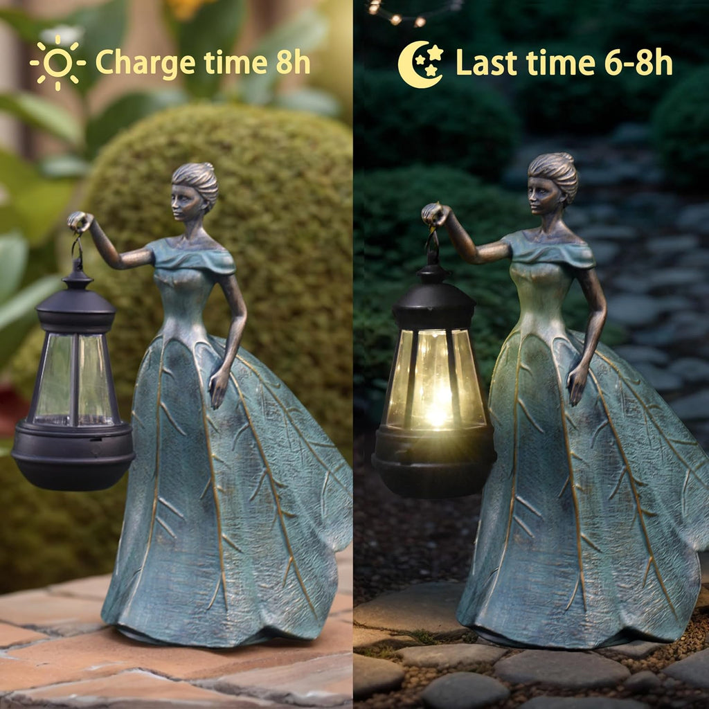 Sheaifun Fairy Garden Statue Solar Garden Decor Resin Fairy Statue with Lights Angel Fairy Decor Outdoor Yard Statues
