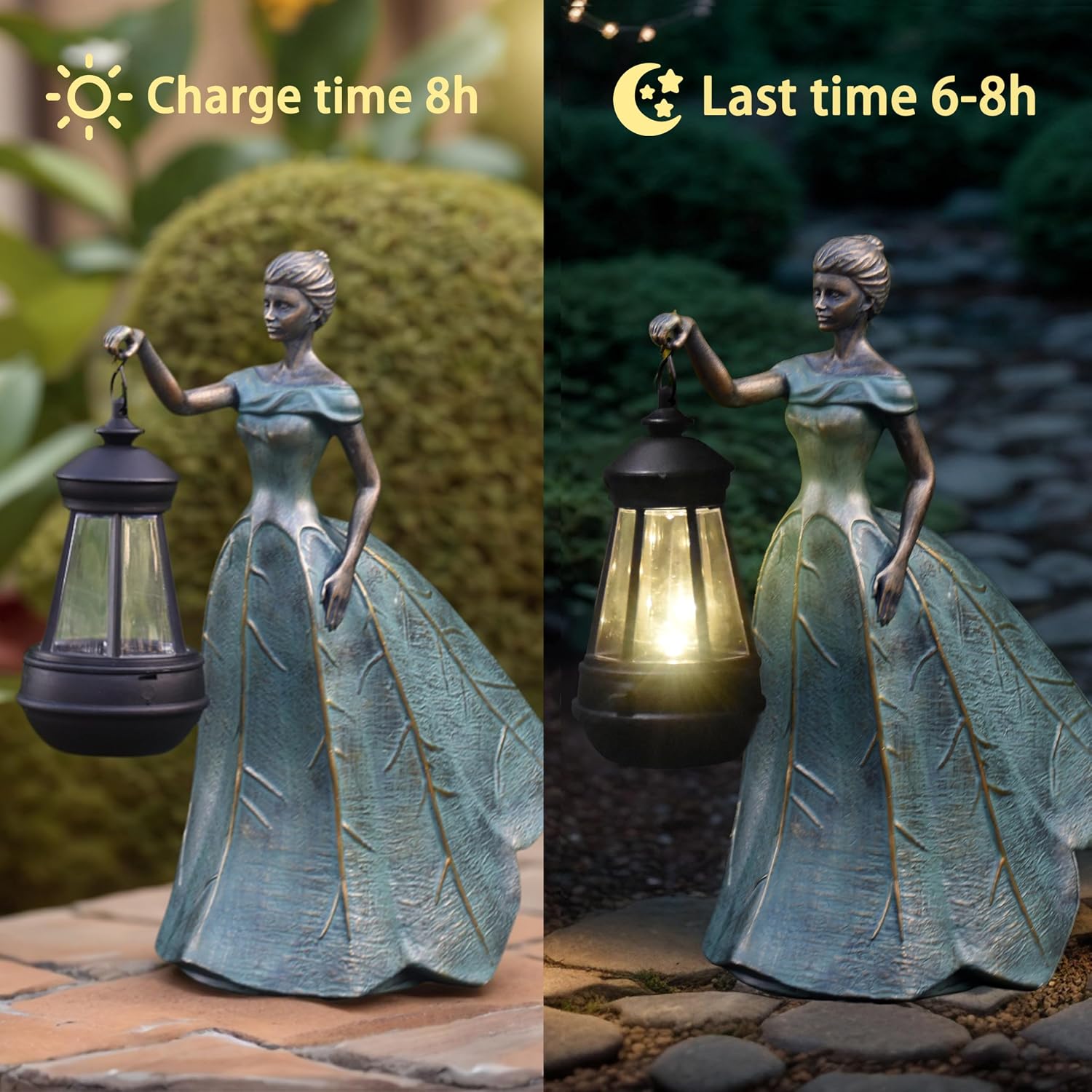 Sheaifun Fairy Garden Statue Solar Garden Decor Resin Fairy Statue with Lights Angel Fairy Decor Outdoor Yard Statues