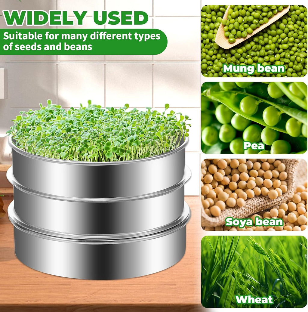 Sprouts Growing Kit Stainless Steel, Stackable Seed Sprouting Tray, Stainless Steel Seed Sprouting Kit, Seed Sprouter