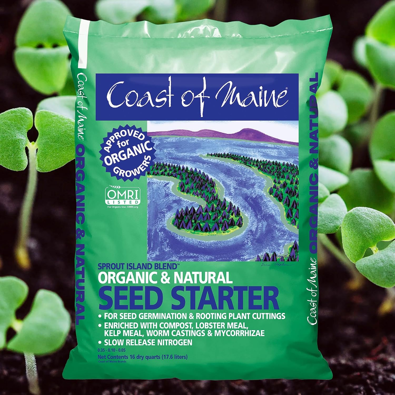 Coast of Maine, 16qt (Pack of 10) Sprout Island Blend, Organic & Natural Seed Starter for Seed Germination & Root Plant