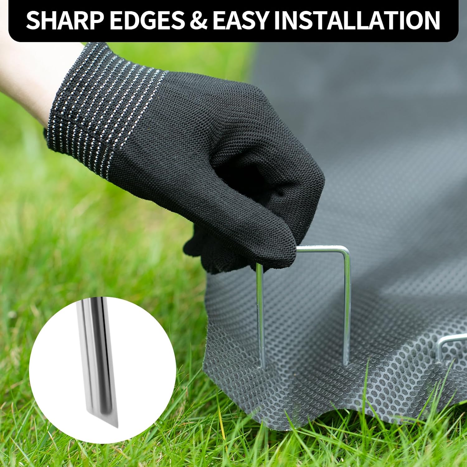 6 Inch Landscape Staples 220Pcs with Gaskets,Hammer,Pick Hook | 11 Gauge Galvanized Landscaping Staples Landscape Pins