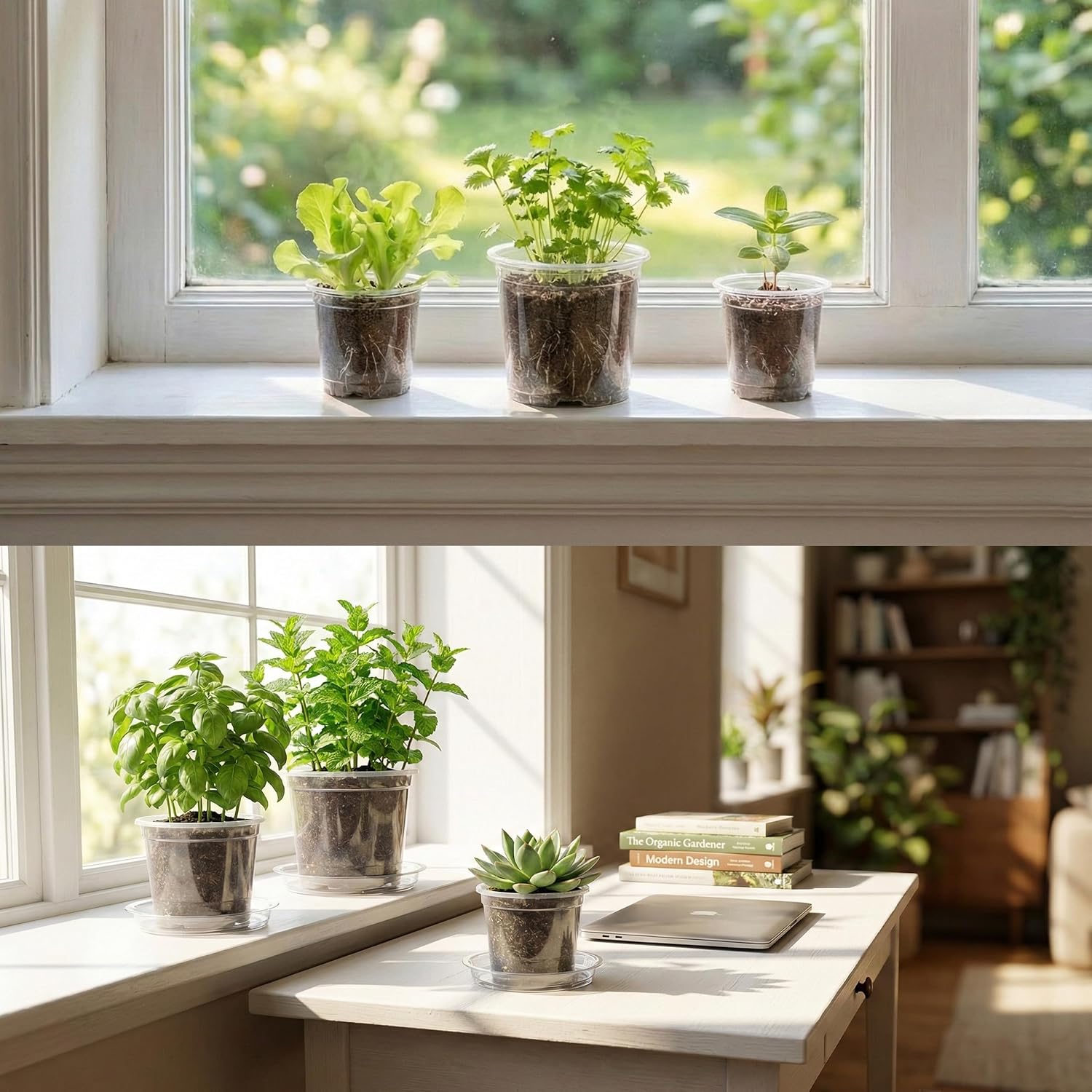 Clear Nursery Pots with Drainage, 81 Pcs Set, 4/5/6 Inch Plastic Pots for Indoor Plants, Seed Starter Kit with Plant