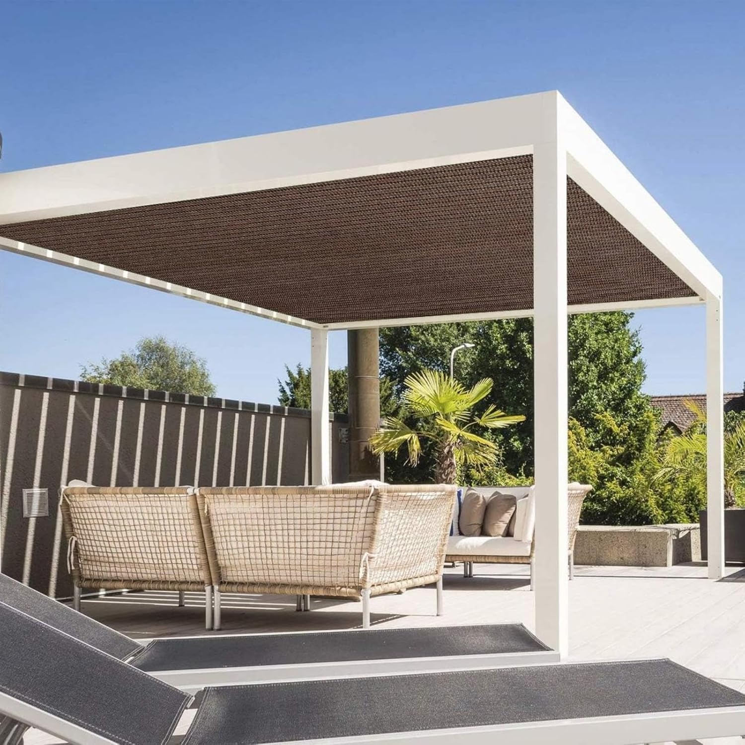 90% Sun Shade Cloth with Grommets, 8' X 10' Outdoor Sun Screen Fabric for Patio Garden Backyard