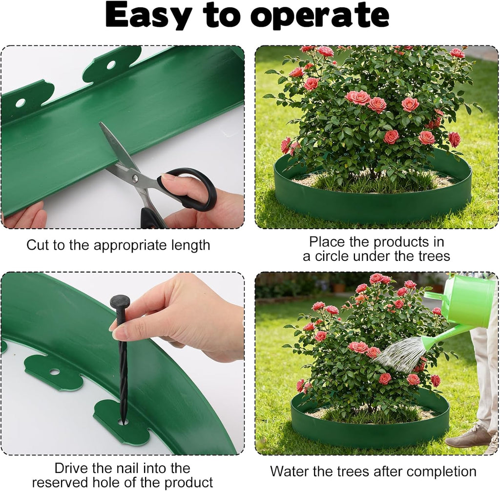 30 Ft Planting Grow Rings with 30 PCS Spikes Plant Rings for Outdoor Plants Planting Ring for Separate Rock and