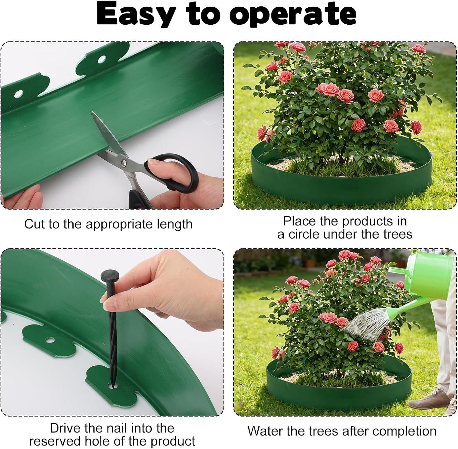 30 Ft Planting Grow Rings with 30 PCS Spikes Plant Rings for Outdoor Plants Planting Ring for Separate Rock and