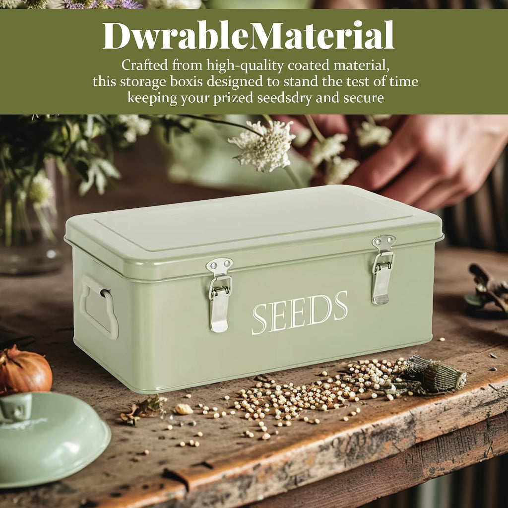 Ecopark Seed Storage Box, Professional All-in-one Kit | with 2 Pens, 20 Plant Labels and 50 Seed Envelopes, Metal