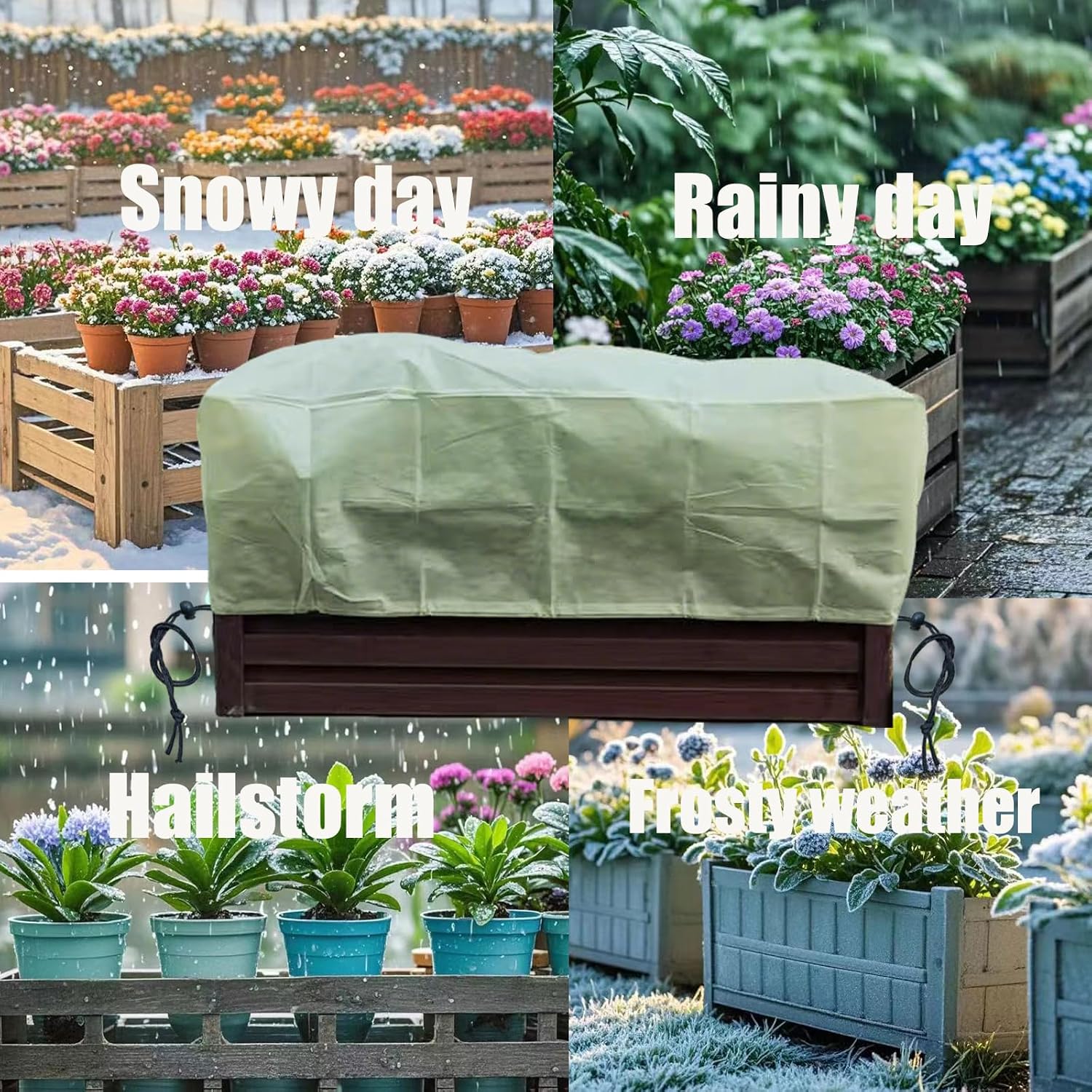 EJW Planter Cover, Plant Covers Freeze Protection,4 Pack 39.3"*17.7"*15.7" Planter Covers for Winter, Frost Cloths for