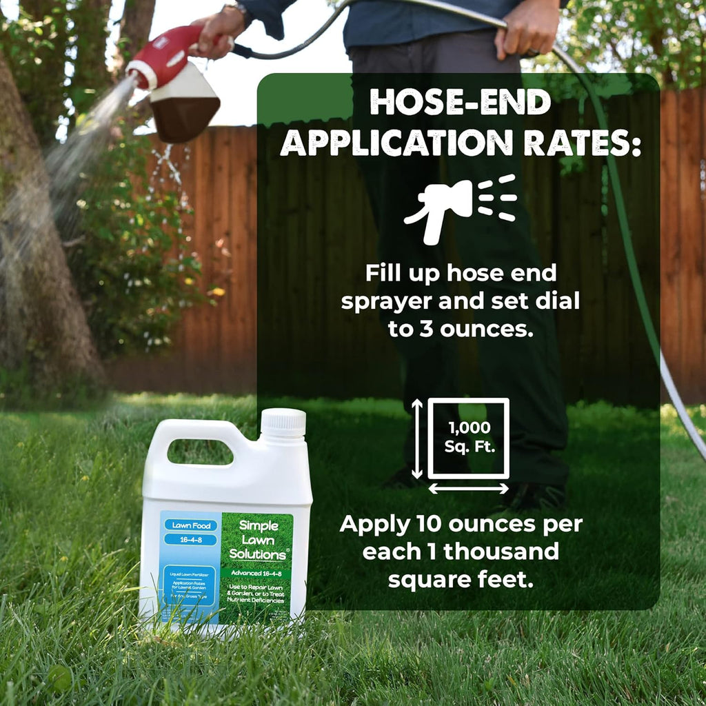 Advanced 16-4-8 Lawn Fertilizer - Liquid Lawn Food Spring & Summer Concentrated Spray - Any Grass Type- Fish and