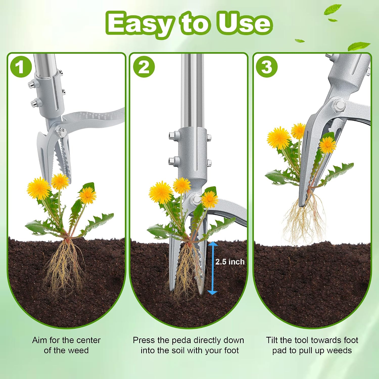 Weed Puller Tool with Gloves, Long Handle Stand Up Weed Tool, Heavy Duty Weeder Remover Tool with 4 Claw Steel Head for