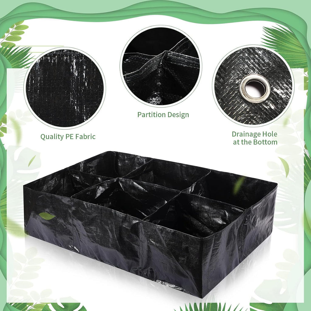 6 Pcs 35 Gallon Fabric Raised Garden Bed Breathable Planting Container Grow Bag with 6 Compartments Rectangle Large
