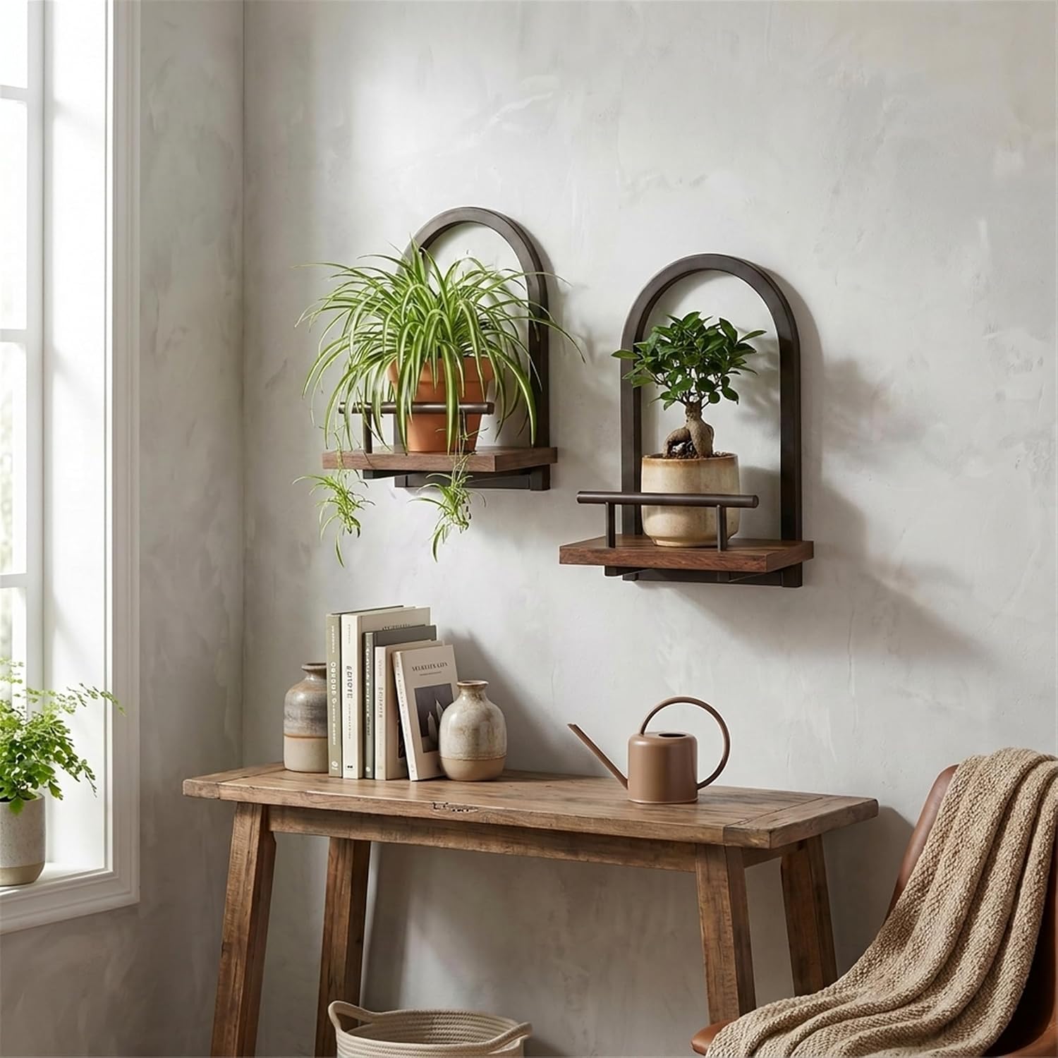 Amaoot Floating Shelves Set for 2, Wall Plant Holder Shelf, Wall Planters | Wall Planters for Indoor Plants, Hanging