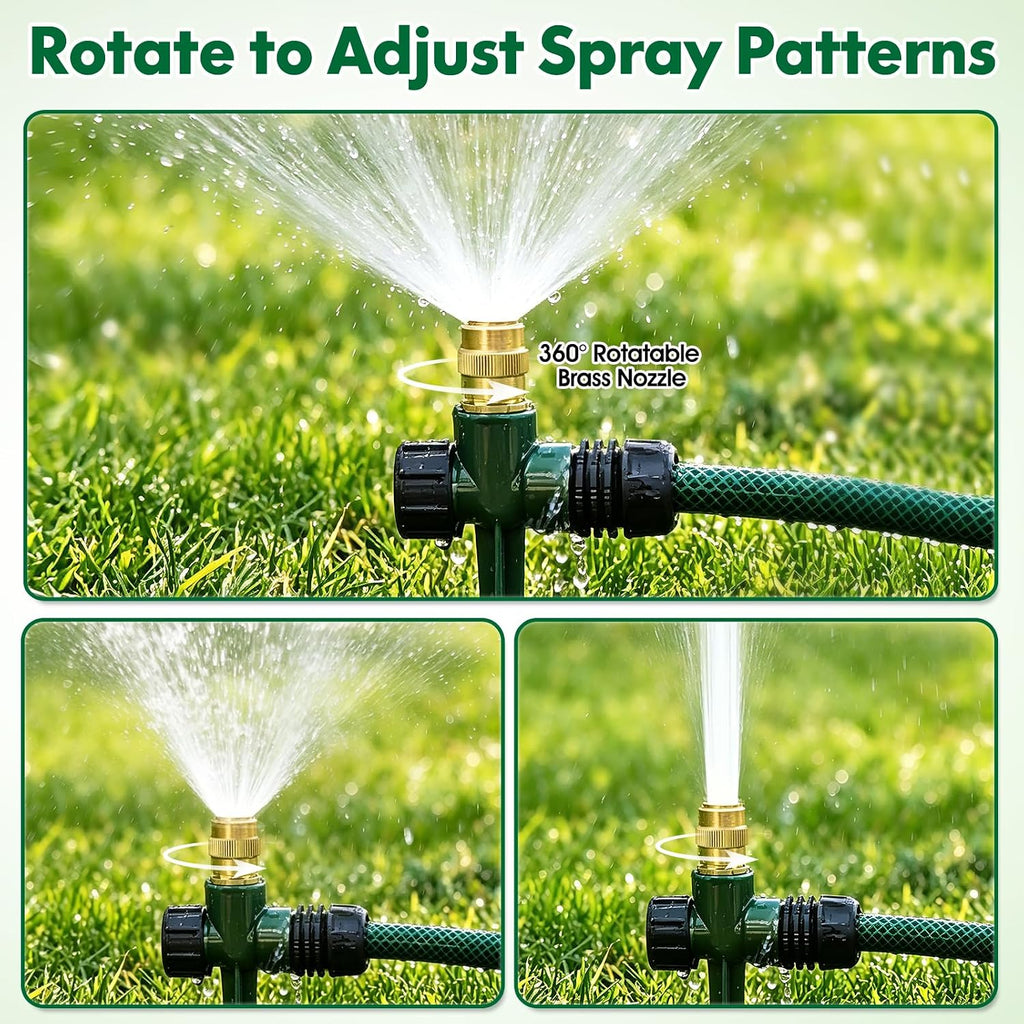 4 Pack Heavy Metal Lawn Sprinkler for Yard,360° Large Area Coverage | Adjustable Brass Nozzle with Aluminum Alloy Spike