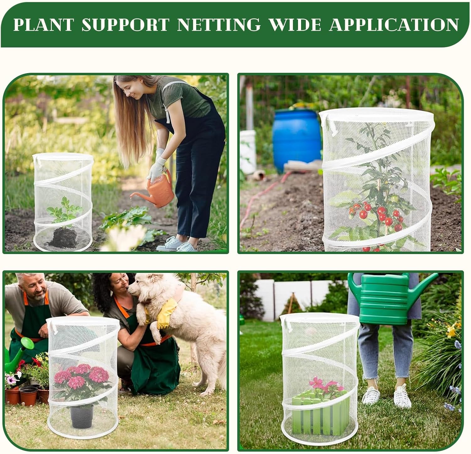 2-Pack Pop Up Plant Covers, Heavy Duty 18"x24" Mesh Plant Cover & Garden Cloche with Ground Stakes, Windproof Plant