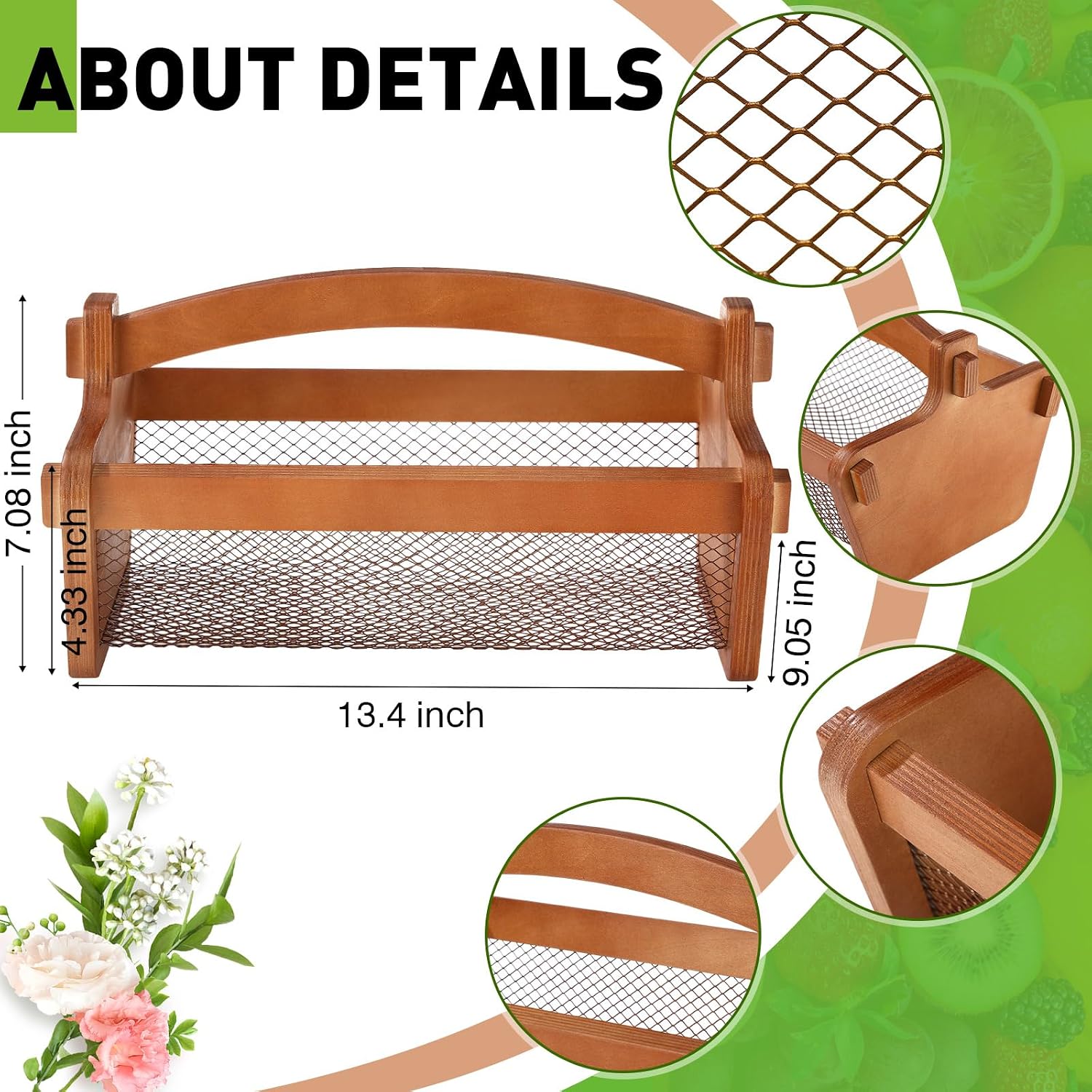 Teenyyou Garden Harvest Basket Mesh Storage with Handle Versatile Gardening Fruits Vegetables Gathering Basket Garden
