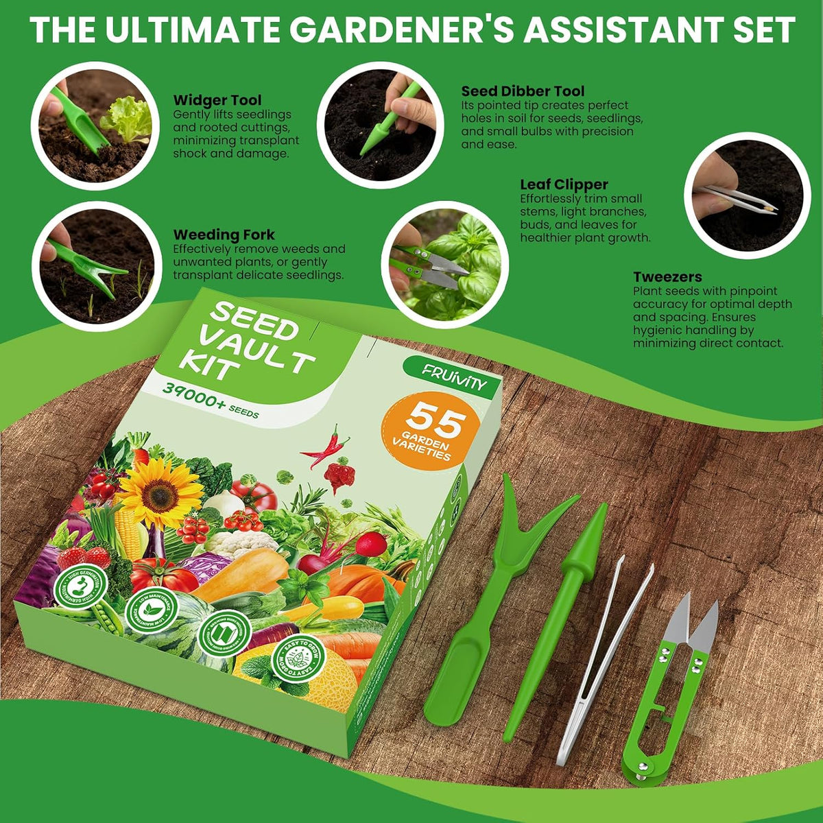 55 Vegetable Seeds Variety Pack - 39,000+ Heirloom Seeds for Planting Vegetables and Fruits, Outdoor Garden Seeds for