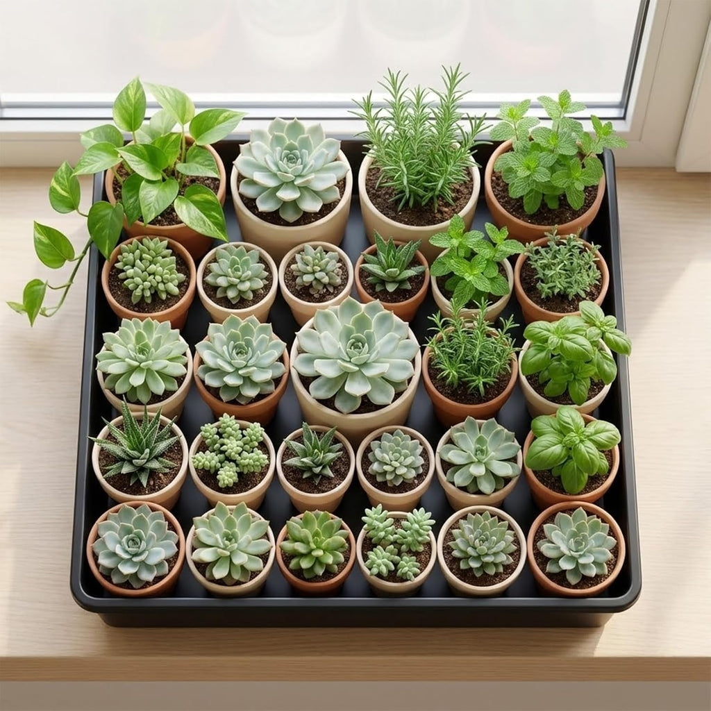 10 Pack Square Plant Saucer 14 Inches Plant Trays for Pots Plastic Square Drip Trays Flower Pot Saucers Black Planter