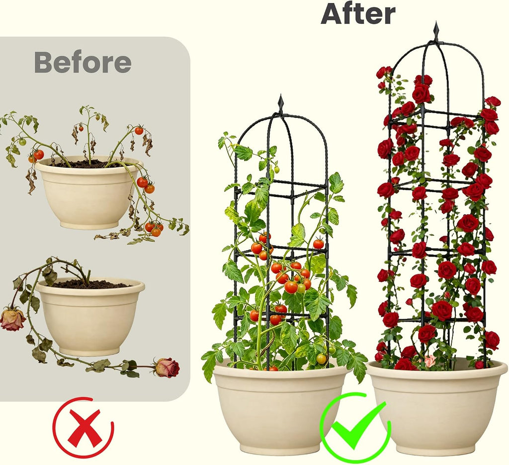 2 Pack 70.87" Garden Obelisk Trellis for Climbing Plants, Pyramid Design for Roses, Clematis, Jasmine, and Vegetable