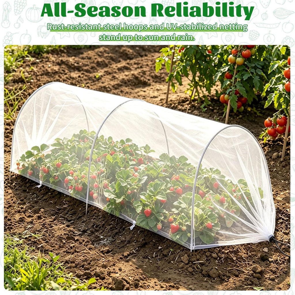 Pop Up Raised Garden Bed Cover, 4 Feet Plant Protection Mesh | Foldable Row Cover Tunnel Net with Stakes for
