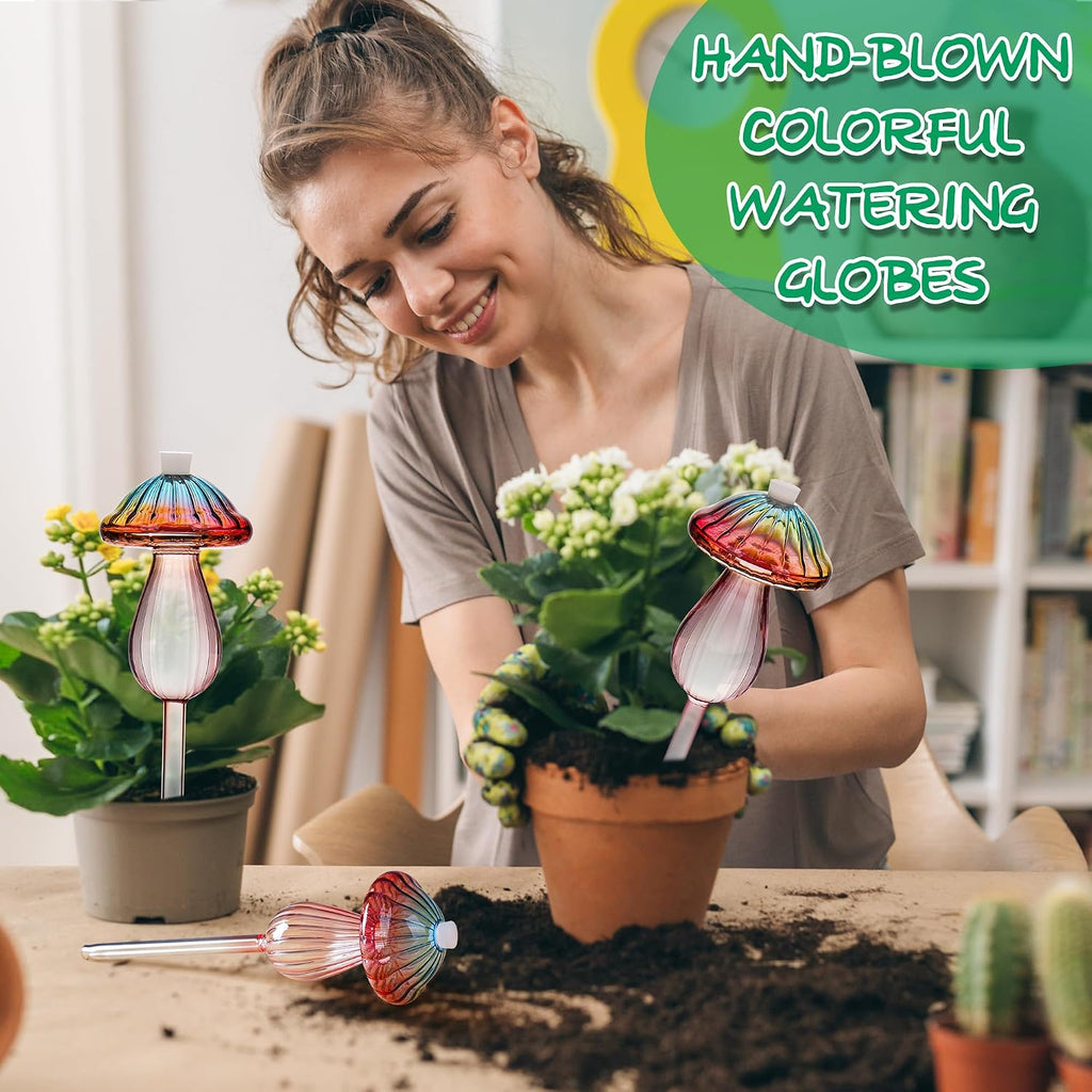 4 Pack Self Watering Globes for Plants Mushroom Glass Plant Watering Globes | Plant Watering Devices for Indoor &