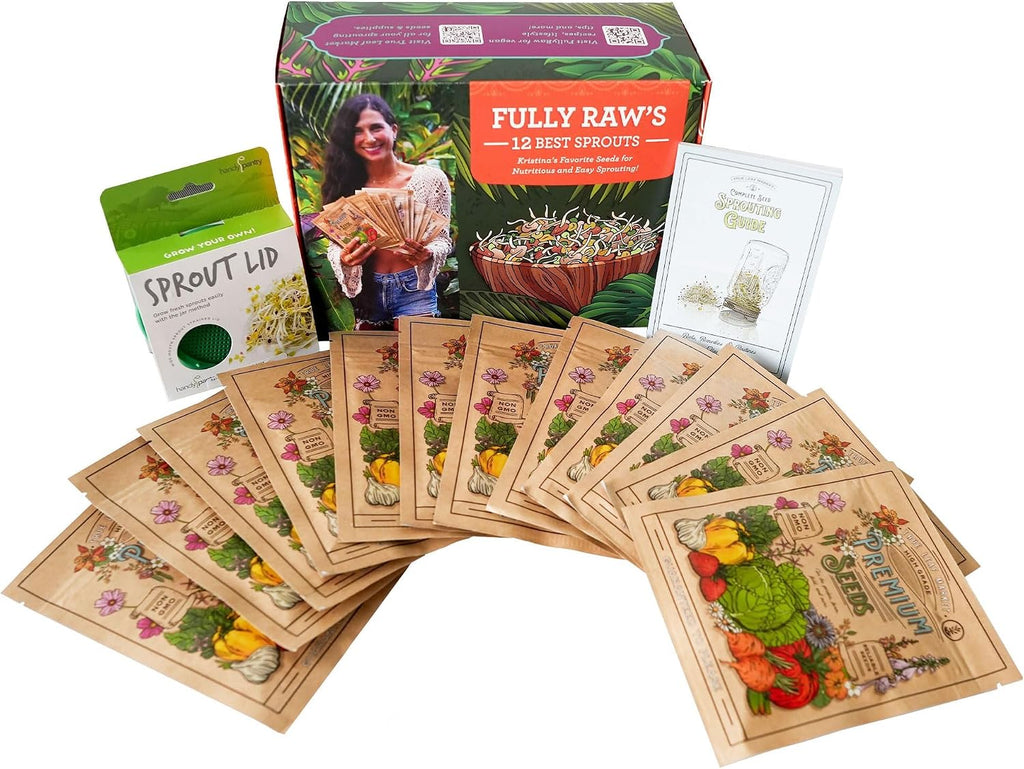Sustainable Seed Co 12 Variety Pack Organic Sprouting Seeds Fully Raw | Kristina's Sprouts Growing Kit With Sprouting