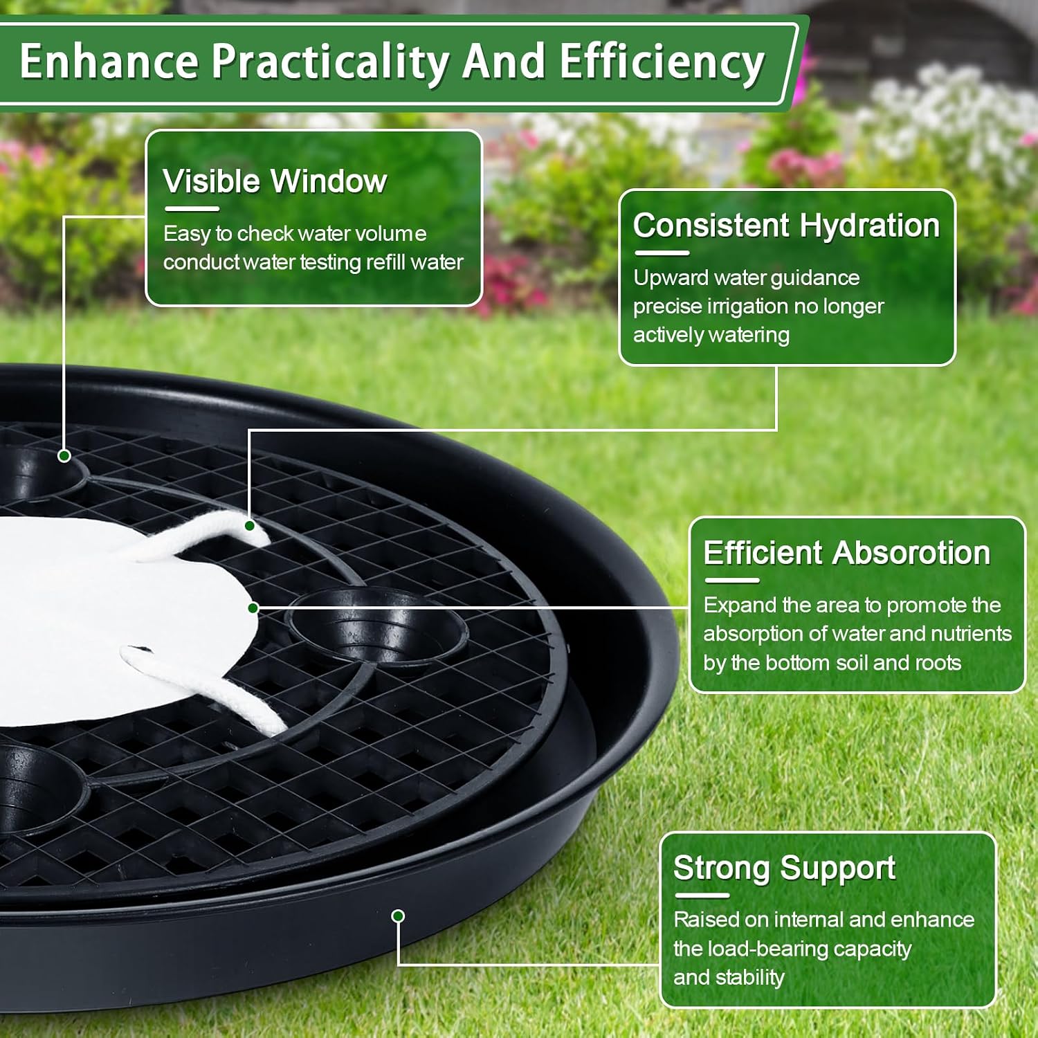 POILKMNI 4 Pack 14 Inch Self-Watering Fabric Pot Base | Auto Irrigation Plant Saucer Tray for 5 Gallon Grow Bags